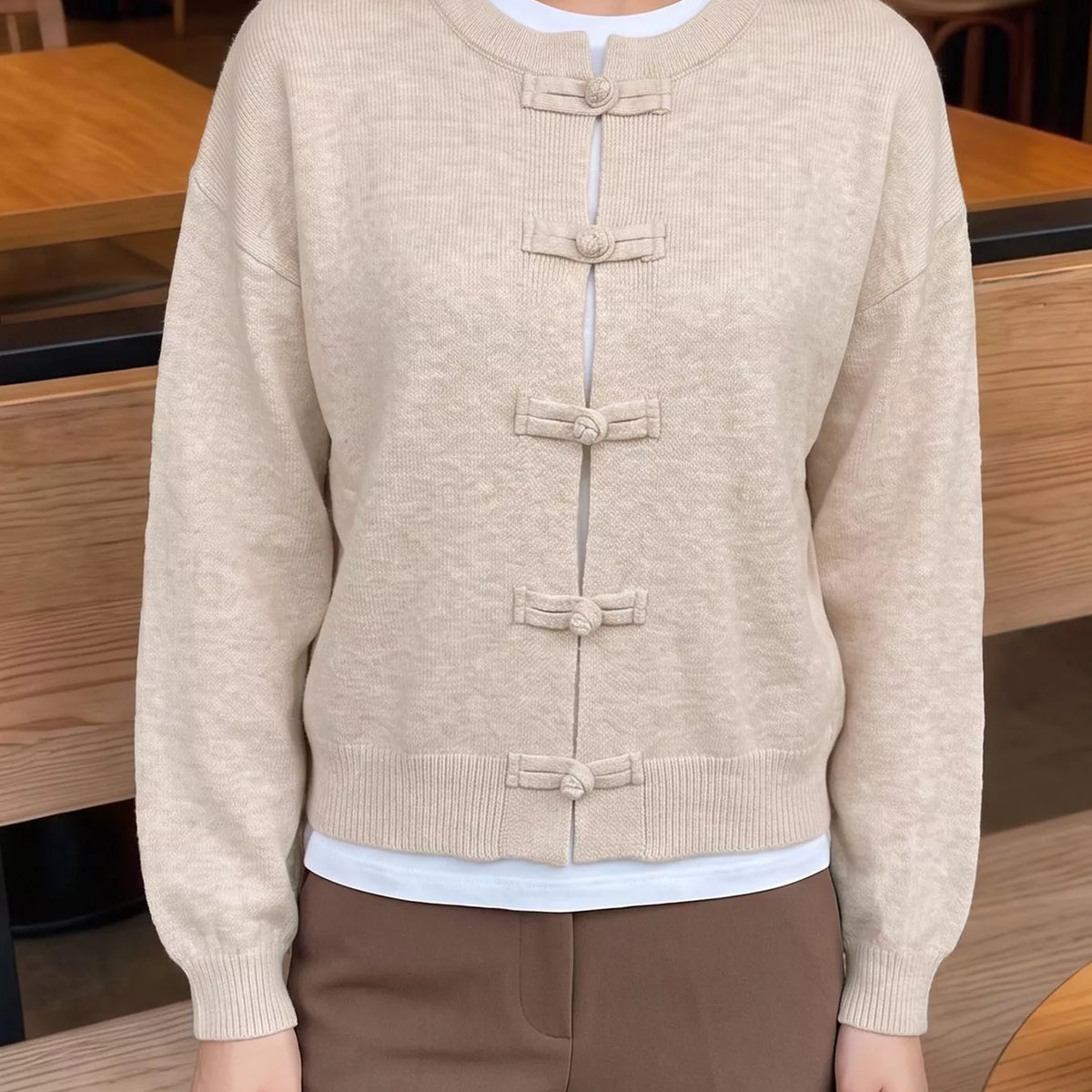 Sara Frog Knots Knitted Cardigan