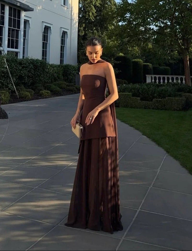 Ambre Asymmetric Sheer Maxi Dress