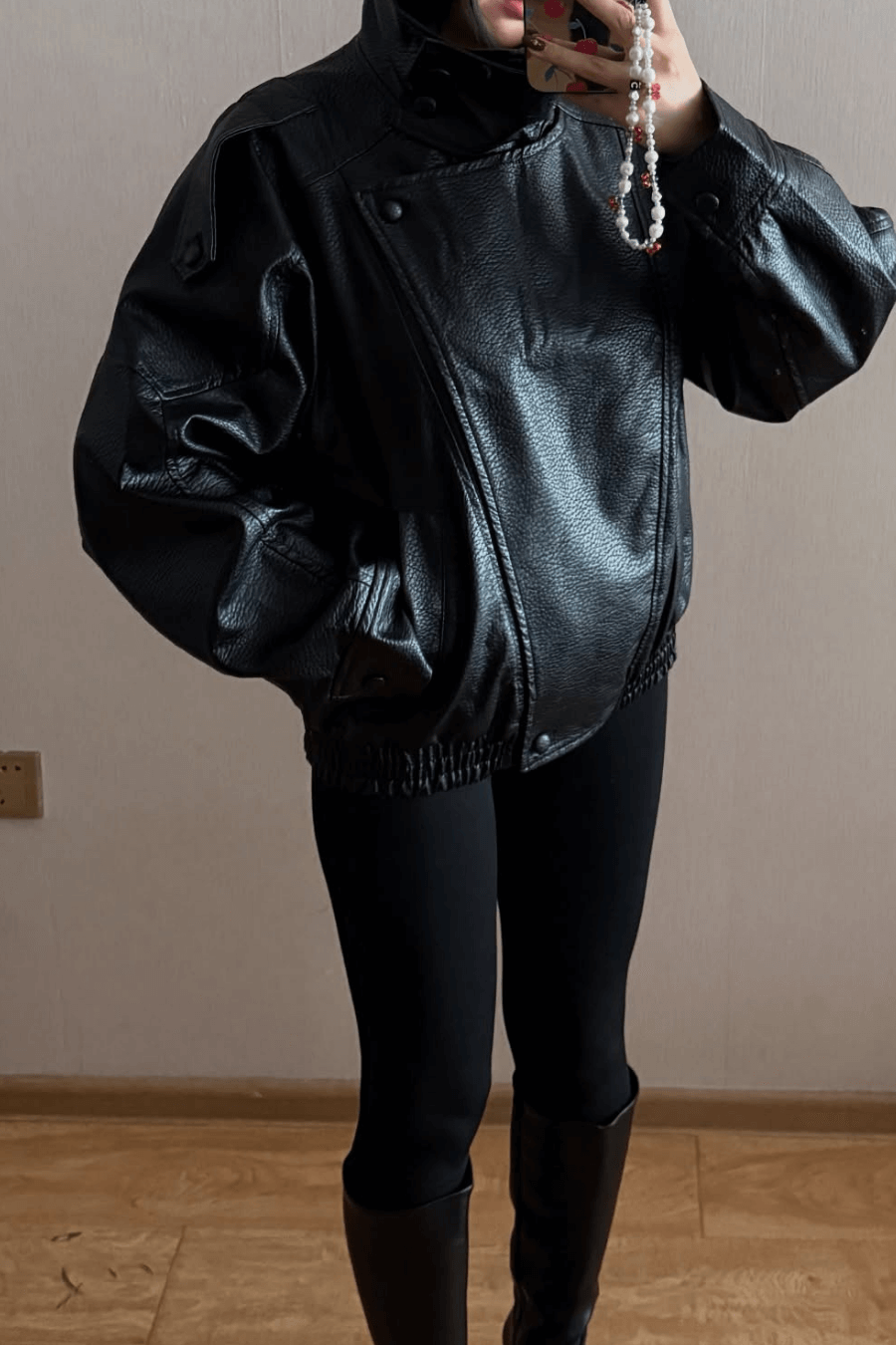 SOKYND Aleah Asymmetrical Leather Jacket Coats & Jacketsts1767356248731909587BlackXS