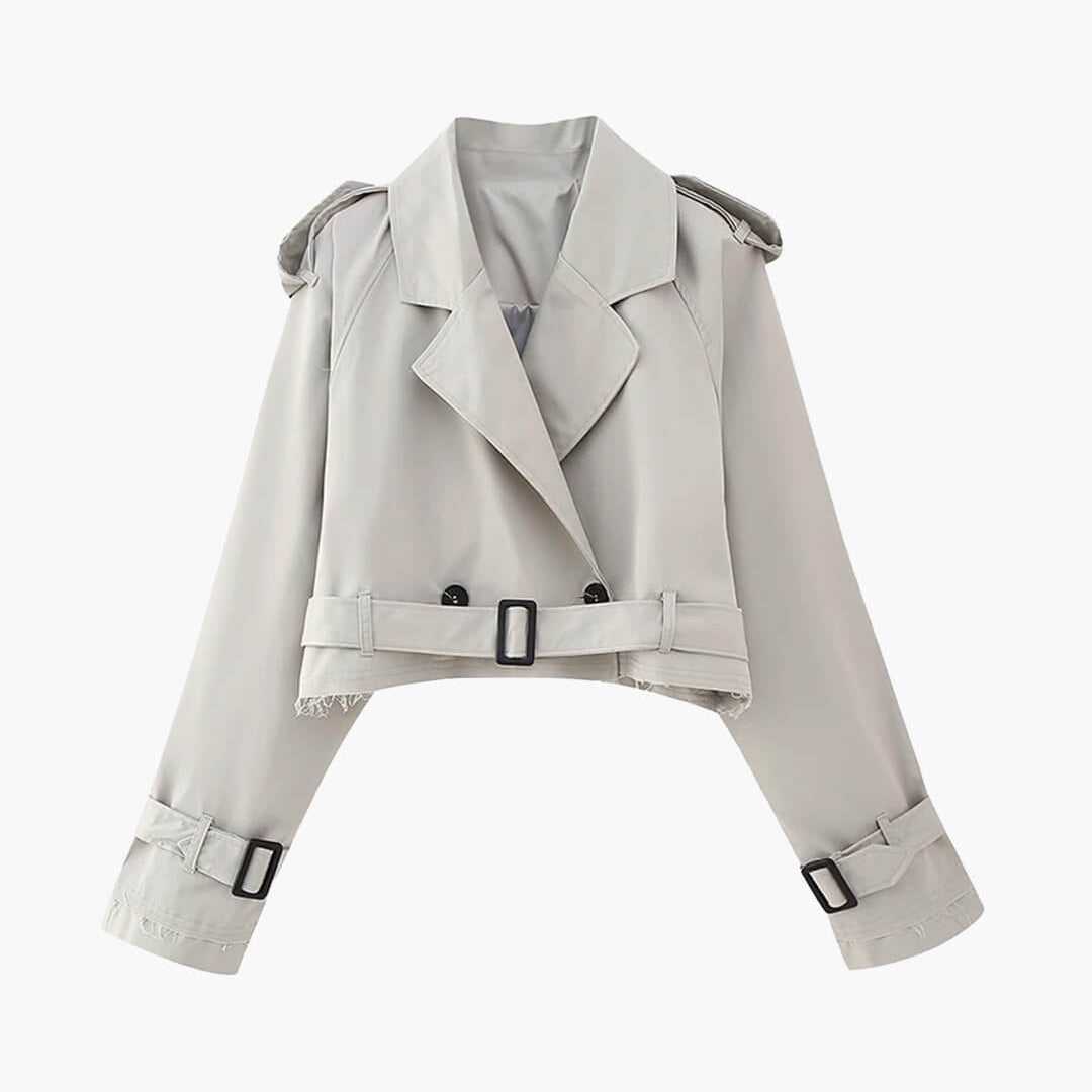 SOKYND Althea Cropped Trench Coat with Belt Coats & Jackets1005009920991316-;VU1774570740405104427GrayXS