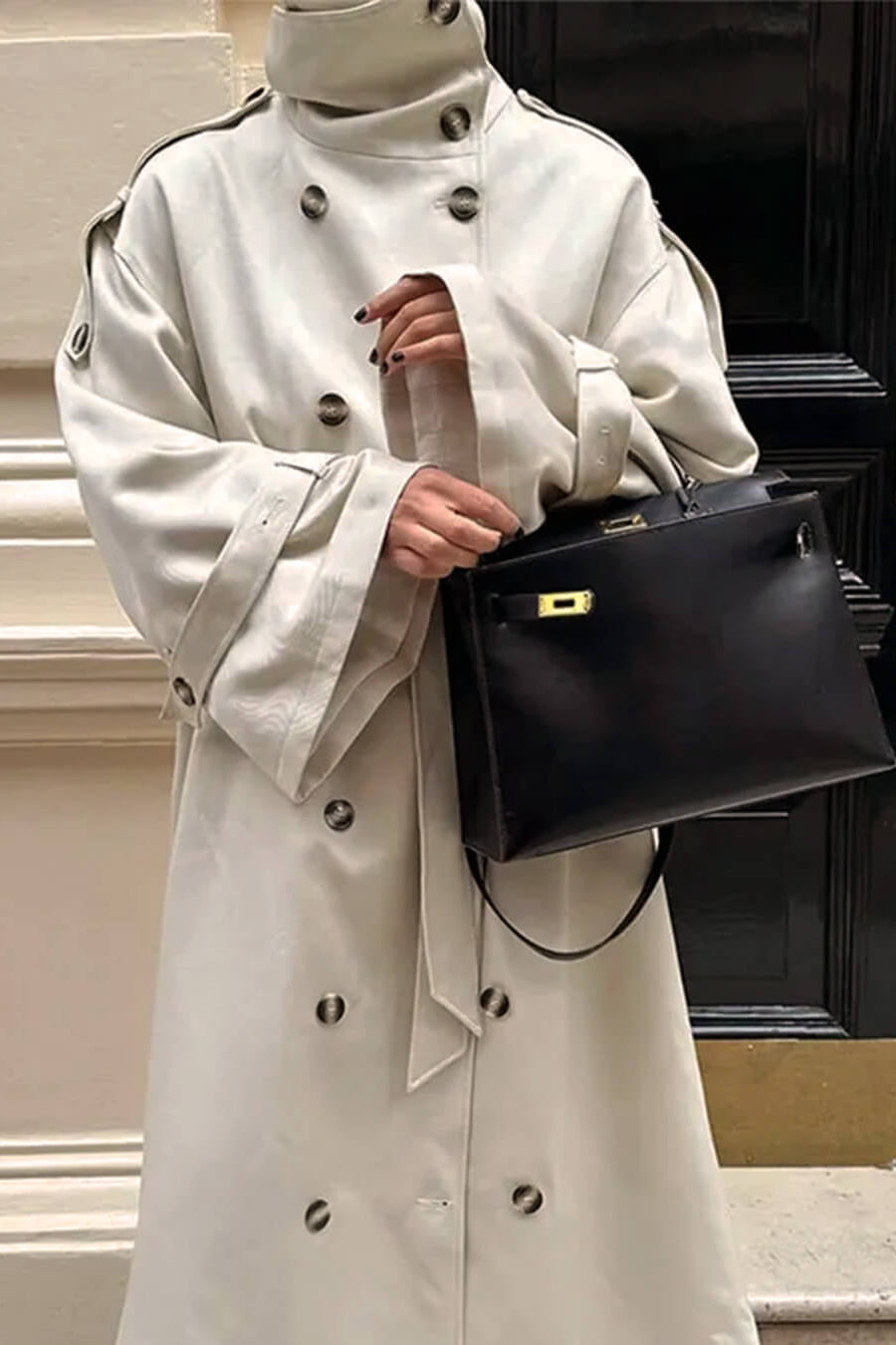 SOKYND Amanda High Neck Belted Trench Coat JacketsSOKYND-162071-CRE-M-36855CreamM