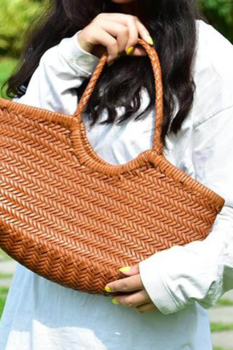 SOKYND Aneta Woven Leather Tote Bag BagsAuburnS