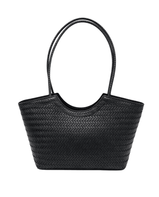 SOKYND Anna Woven Faux Leather Bag in Black