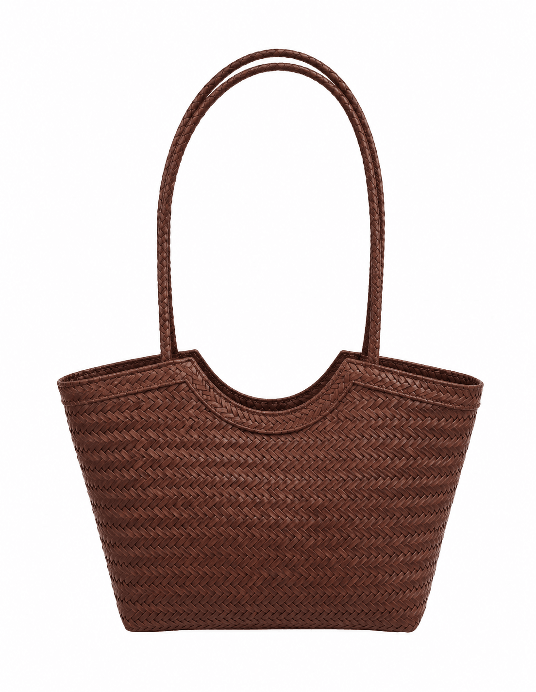 SOKYND Anna Woven Faux Leather Bag in Dark Brown