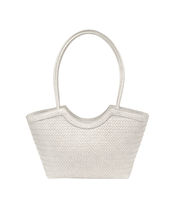 SOKYND Anna Woven Faux Leather Bag in White