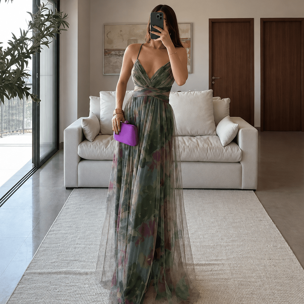 SOKYND Briony Floral Mesh Maxi Dress DressSOKYND-739799-GRE-XS-93559GreenXS