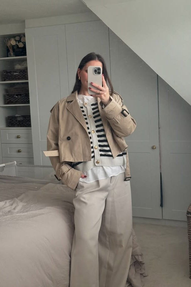 SOKYND Carmen Cropped Double Breasted Trench Coat CoatSOKYND-670935-BEI-L-47607BeigeL
