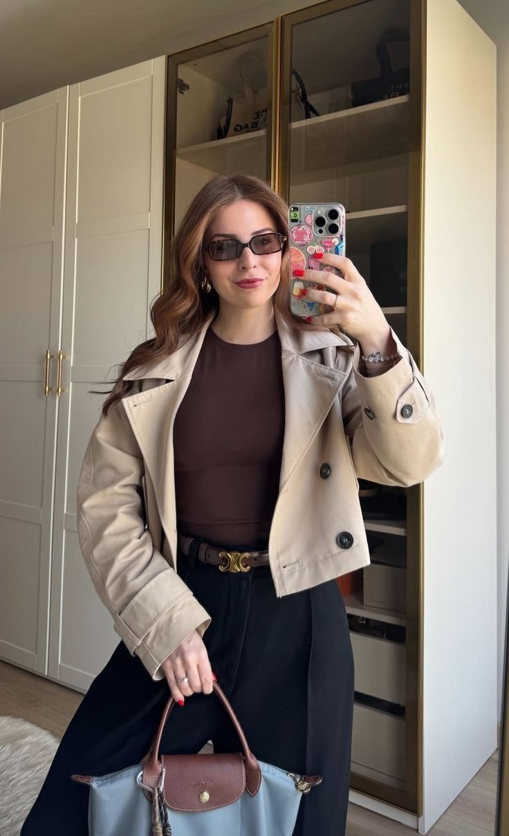 SOKYND Carmen Cropped Double Breasted Trench Coat CoatSOKYND-670935-BEI-S-82071BeigeS
