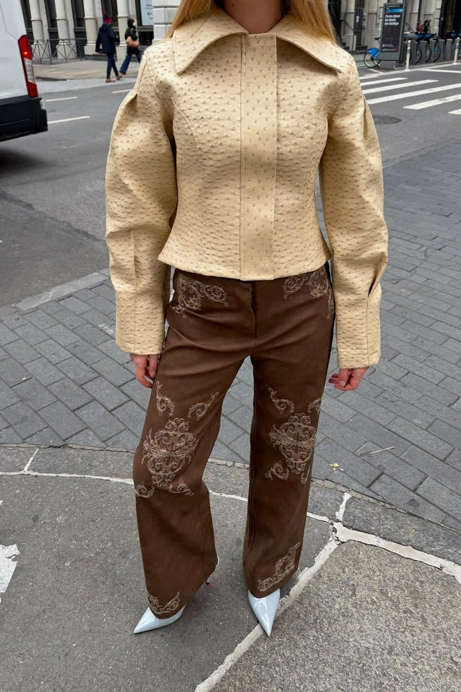 SOKYND Celeste Ostrich Faux Leather Jacket Coats & Jackets