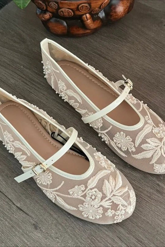 SOKYND Christine Beaded Mesh Ballet Flats ShoesqN177277720591430034642