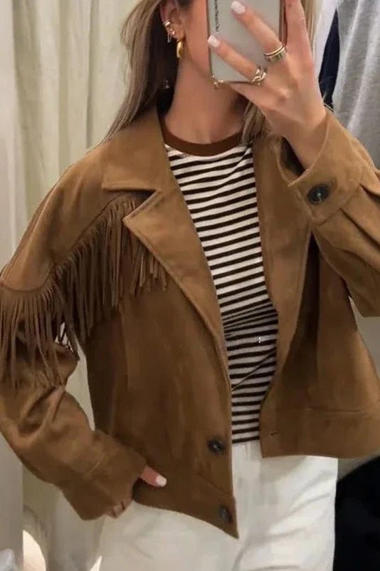 SOKYND Denise Faux Suede Lapel Cropped Jacket JacketSOKYND-611095-L-OS-19831L