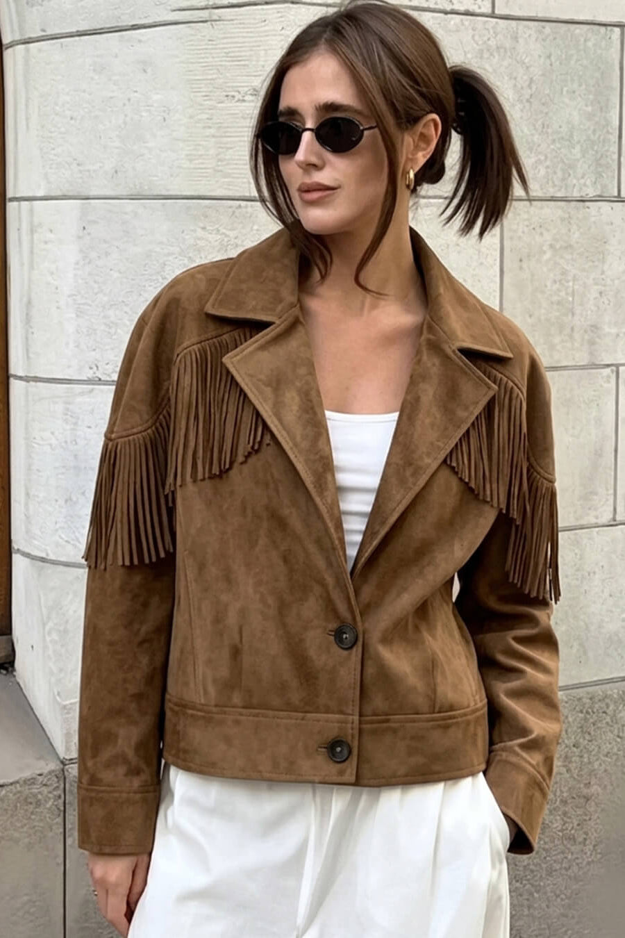 SOKYND Denise Faux Suede Lapel Cropped Jacket JacketSOKYND-611095-XS-OS-21527XS