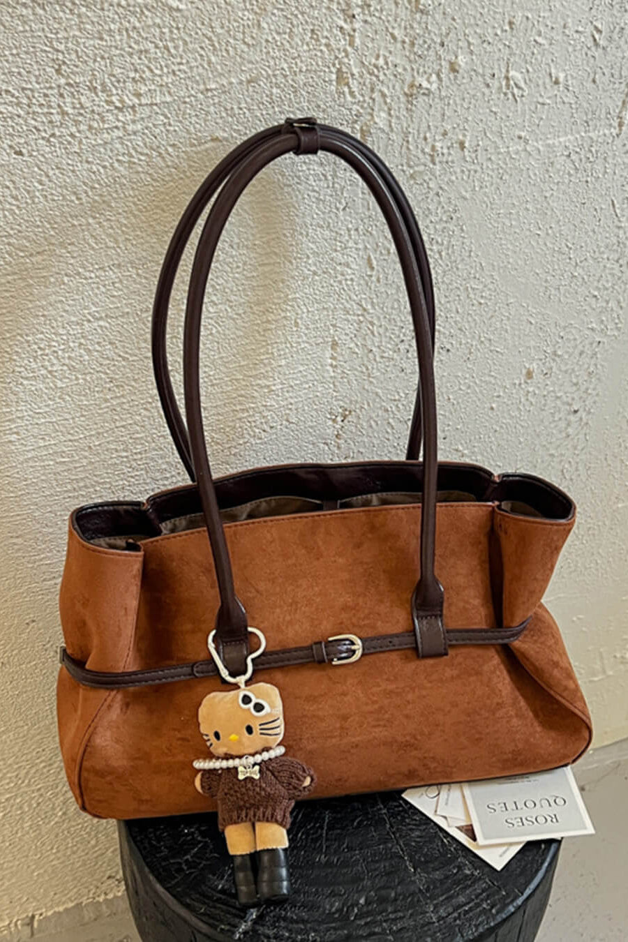 SOKYND Ellie Belted Tote Bag BagCamel
