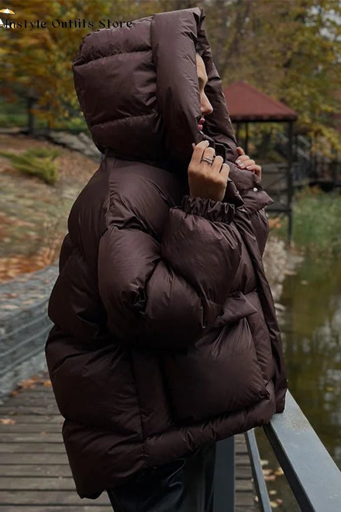 SOKYND Emilia Hooded Puffer Jacket JacketSOKYND-956119-BRO-L-62935BrownL