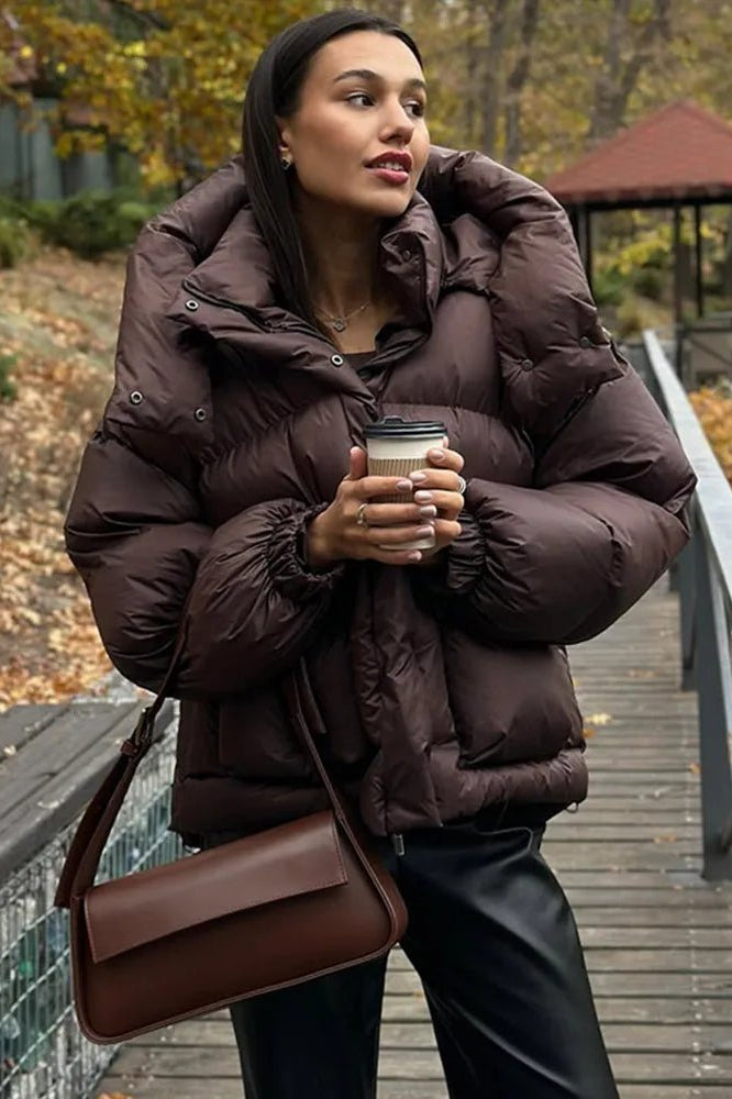 SOKYND Emilia Hooded Puffer Jacket JacketSOKYND-956119-BRO-L-62935BrownL