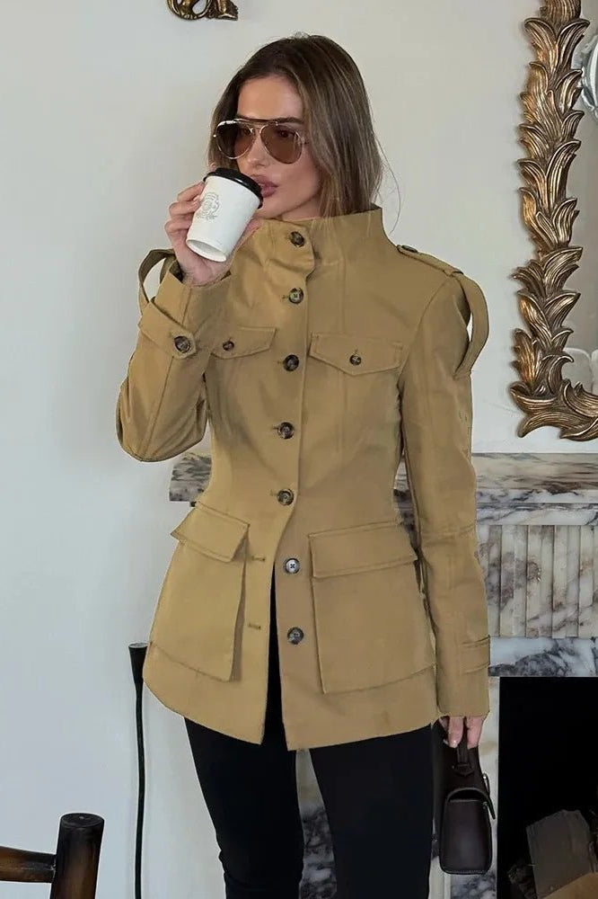 SOKYND Emilia Tailored Stand Collar Jacket JacketSOKYND-248407-BEI-XS-98167BeigeXS