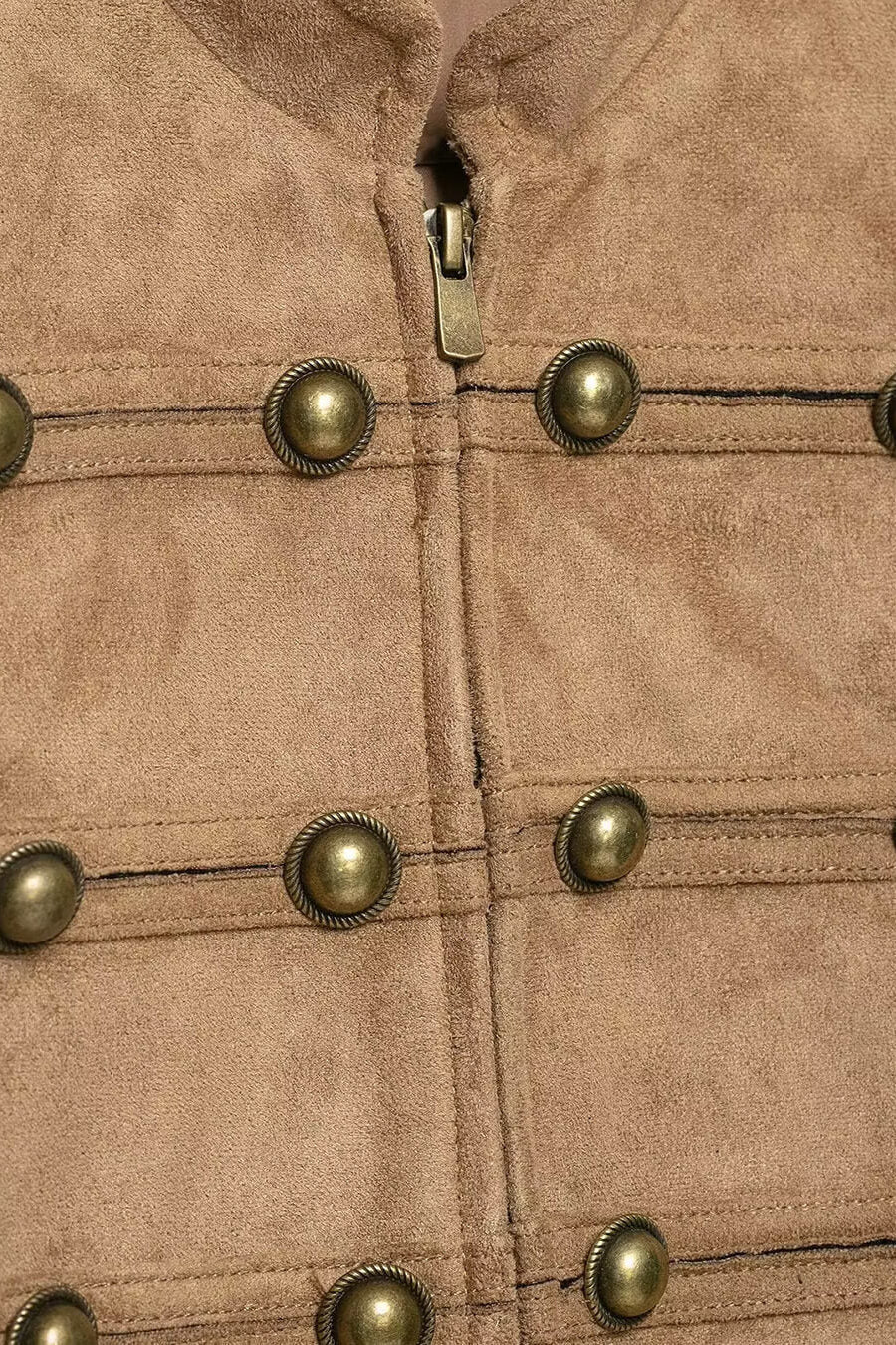 SOKYND Evelyn Faux Suede Napoleon Slim Jacket JacketSOKYND-016983-BRO-M-39063BrownM