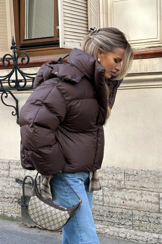 SOKYND Jaliyah Short Hooded Puffer Jacket Coats & JacketsDn1767356248750275077BrownL