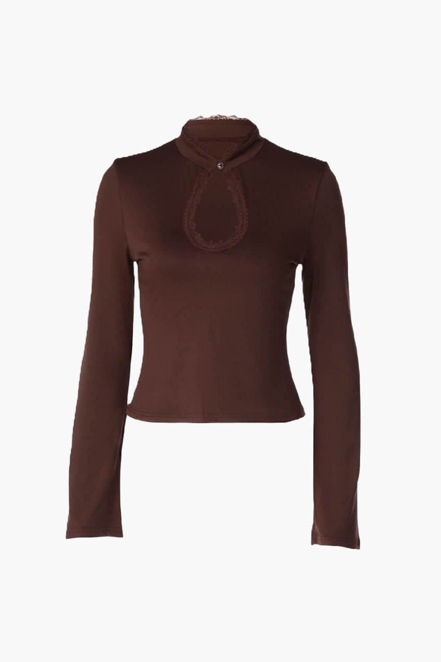 SOKYND Jasmin High Neck Keyhole Blouse BlouseSOKYND-351575-BRO-S-81367BrownS
