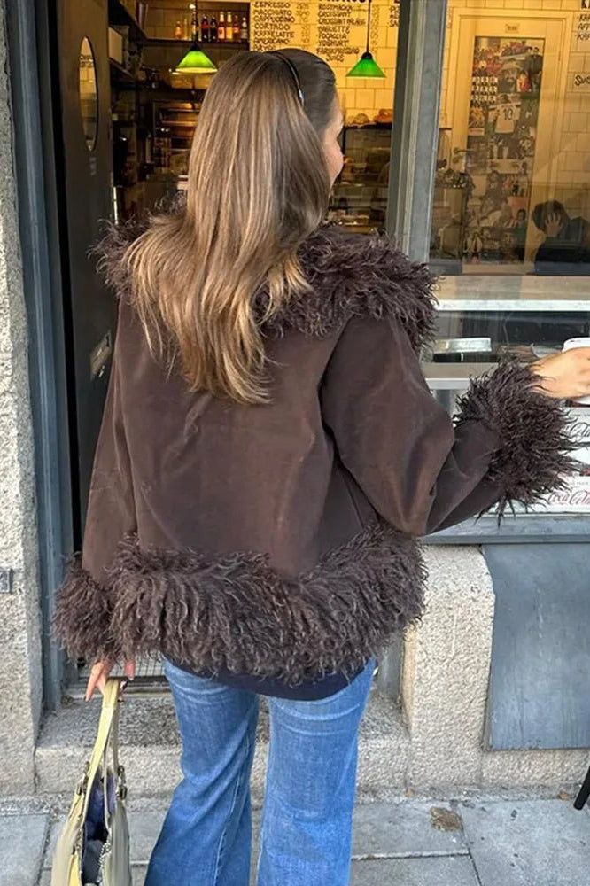 SOKYND Jedda Plush Faux Fur Coat Coats & JacketsTK1767625273826700536BrownS