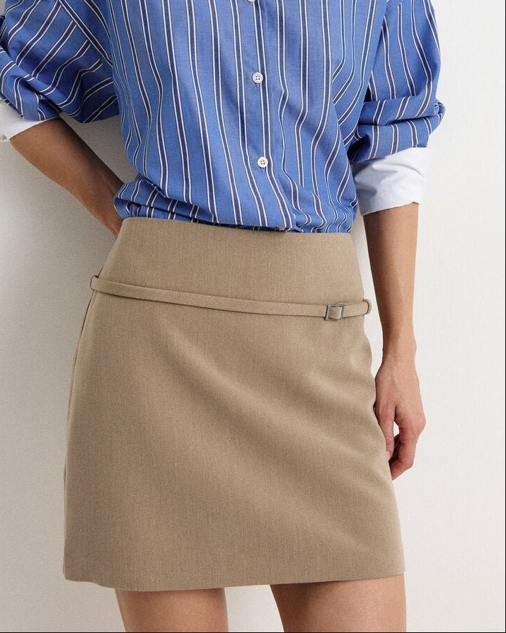 SOKYND Joanna Side Zip Skort Belt Details ShortsSOKYND-090135-BRO-XS-84567BrownXS