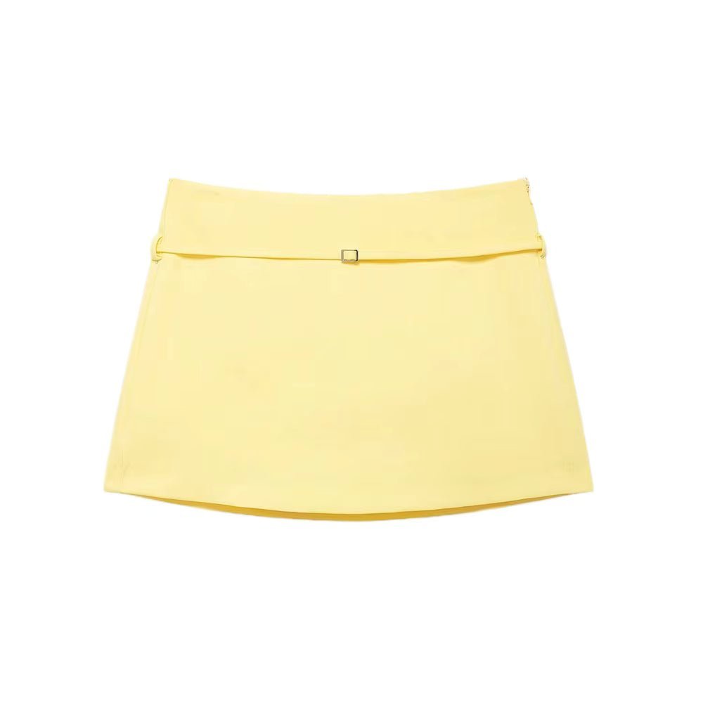 SOKYND Joanna Side Zip Skort Belt Details ShortsCoffeeXS
