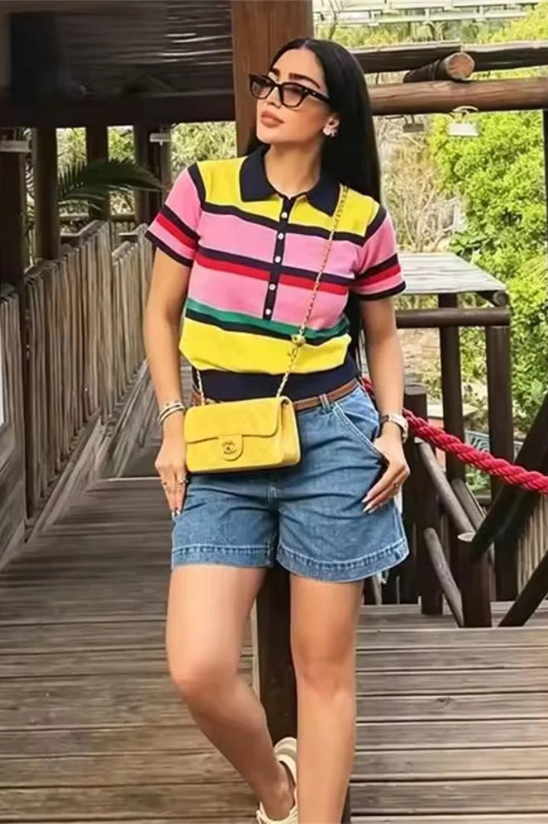 SOKYND Katie Colorblock Polo Knit Top TopSOKYND-324951-M-OS-59959M