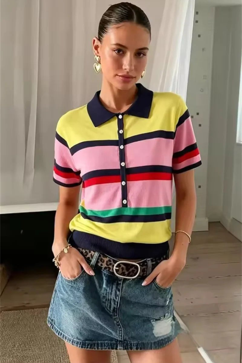 SOKYND Katie Colorblock Polo Knit Top TopSOKYND-324951-S-OS-27191S