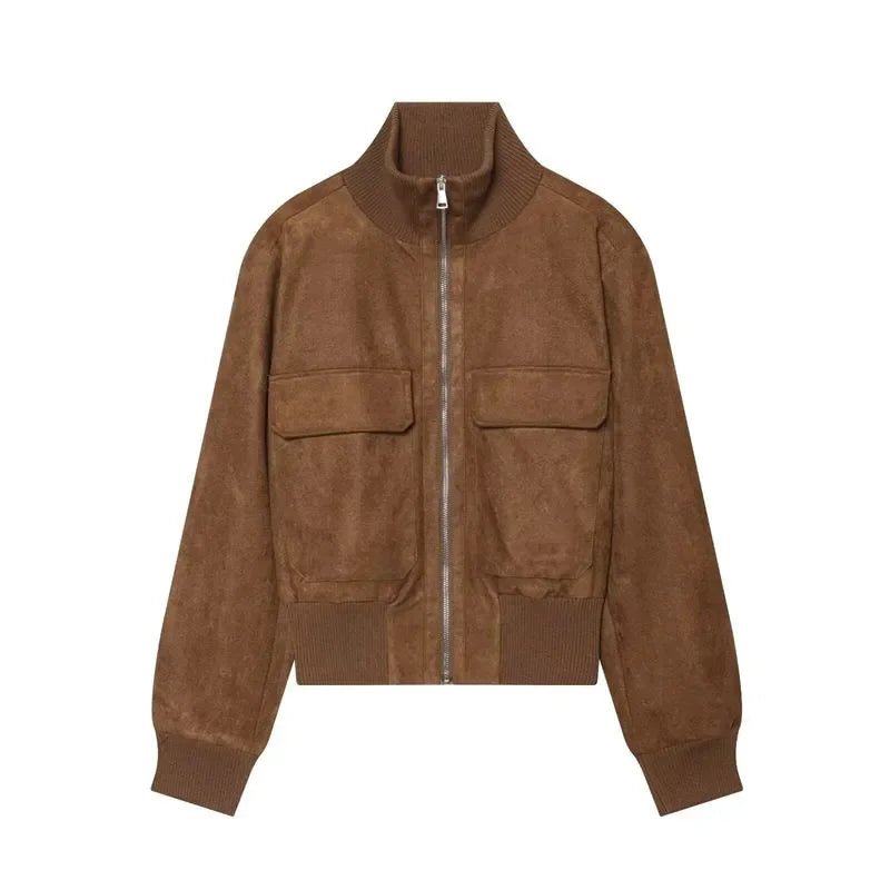 SOKYND Kelly Faux Suede Bomber Jacket JacketSOKYND-911703-WHI-XS-26967WhiteXS