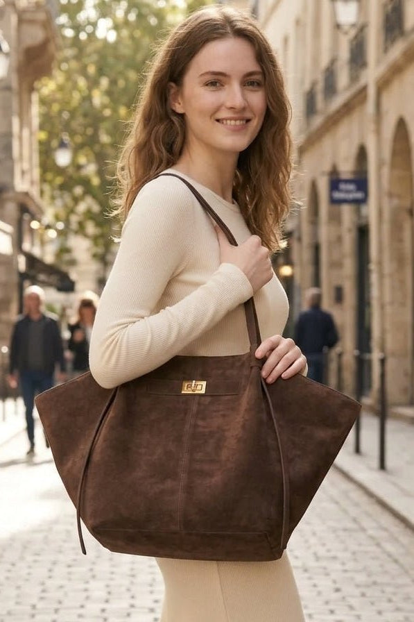 SOKYND Leah Bat-Wing Suede Tote Bag BagSOKYND-856471-BRO-OS-95767Brown