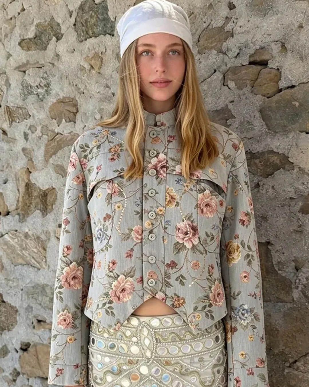 SOKYND Lily Vintage Jacquard Cropped Jacket JacketSOKYND-319063-S-OS-93143S