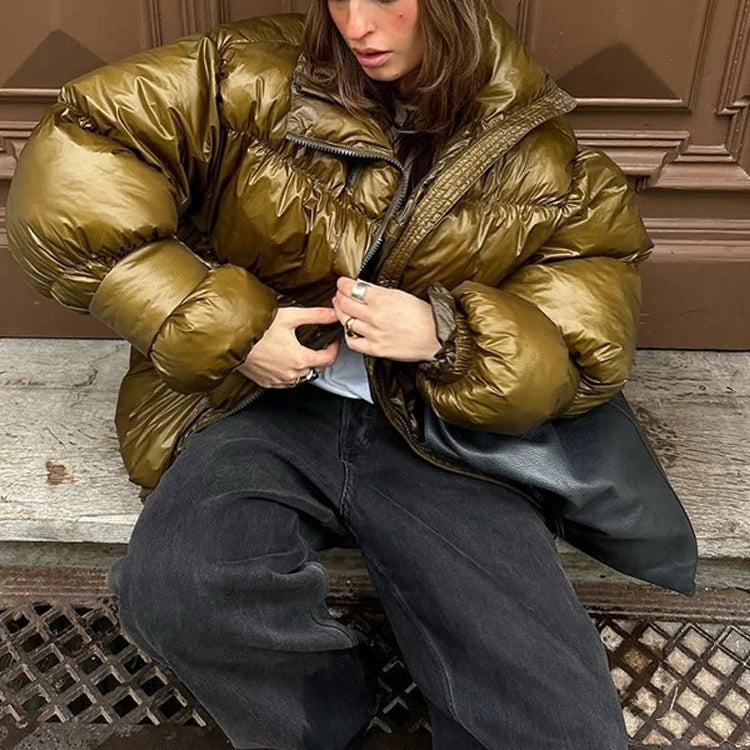 SOKYND Linda Shiny Puffer Jacket JacketSOKYND-789975-OLI-S-84855OliveS
