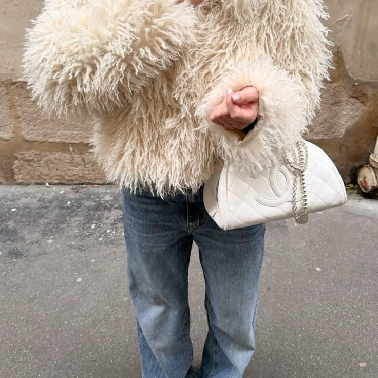 SOKYND Lyndie Short Faux Fur Coat in Beige