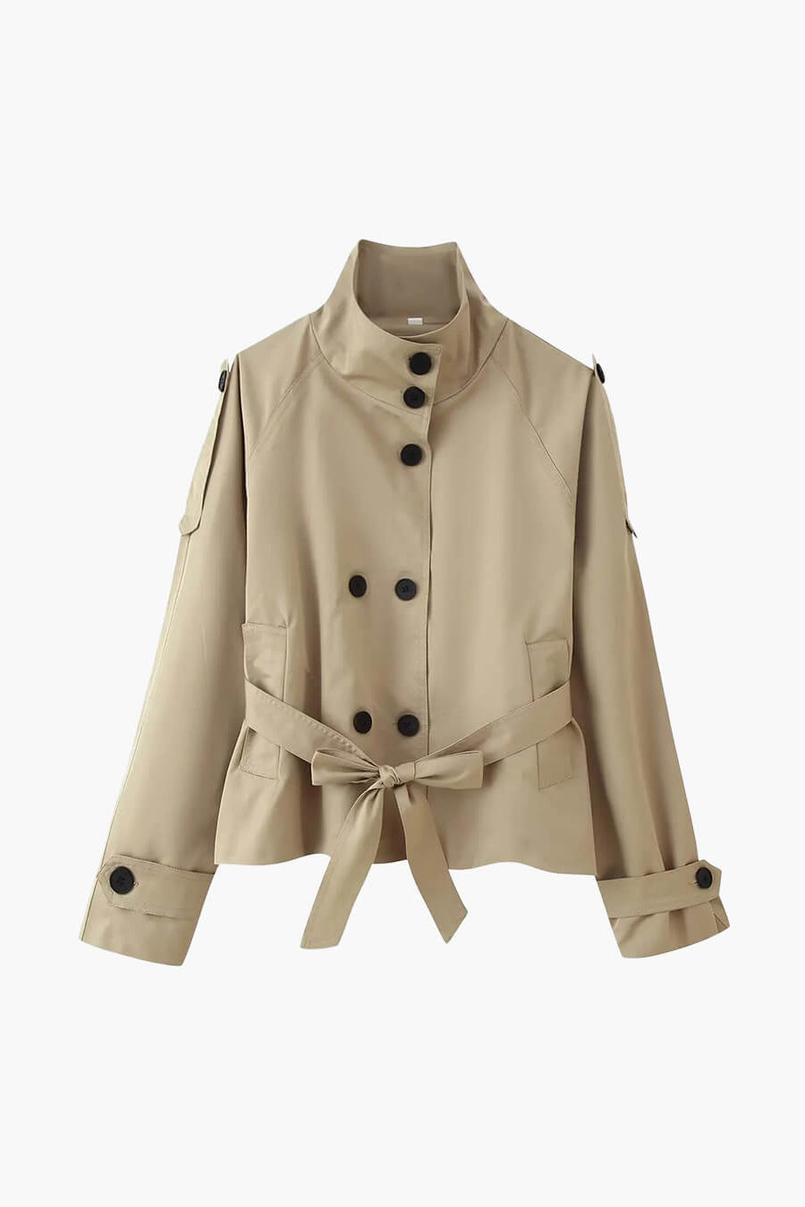 Mara cropped trench coat in khaki | SOKYND