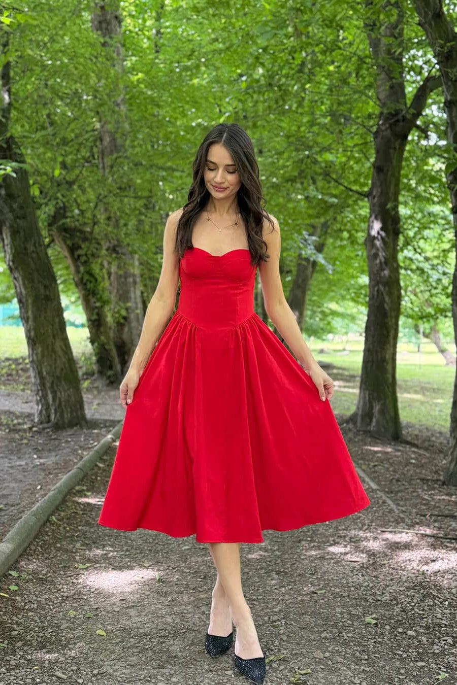 SOKYND Marjorie Sleeveless Strap Midi Dress DressesJk1772777205902675225RedS