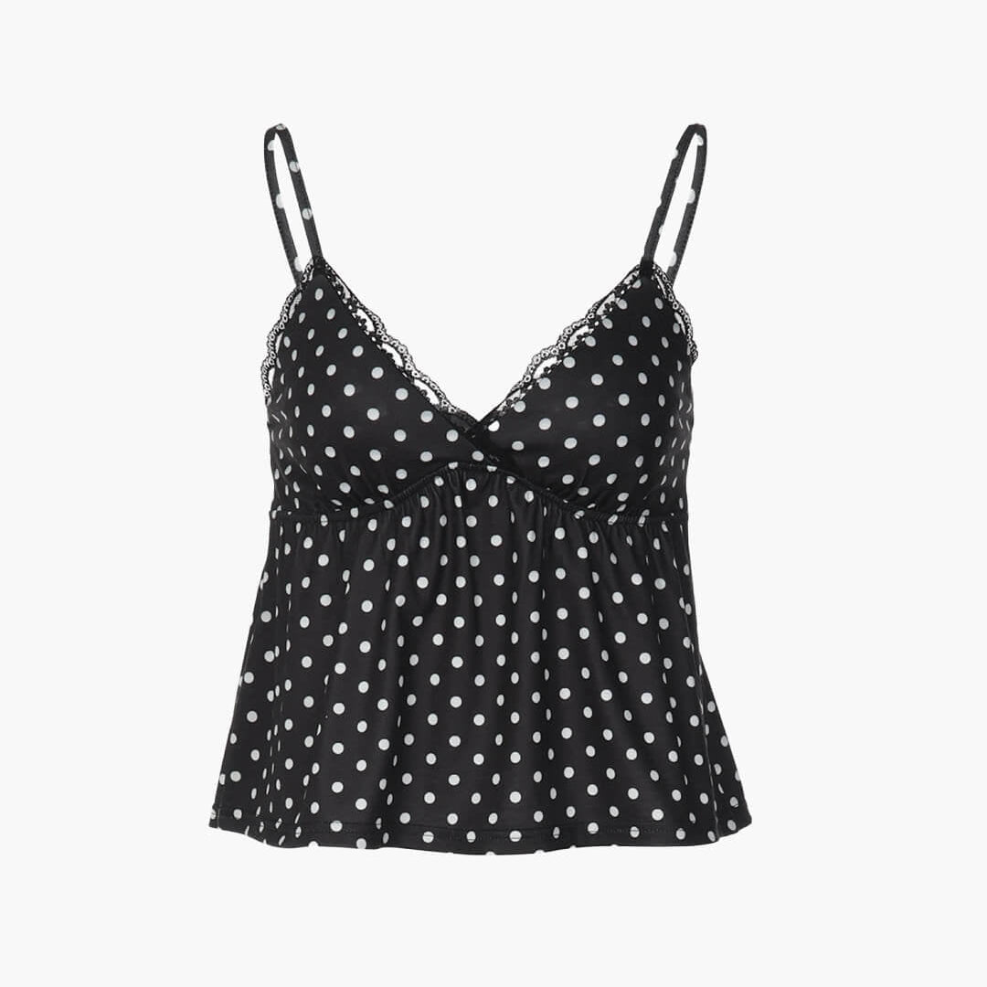 SOKYND Maya Dot Print Lace Trim Camisole TopSOKYND-021079-BLA-L-73495BlackL