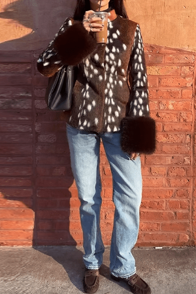 SOKYND Melissa Contrast Cuff Faux Fur Jacket JacketSOKYND-006551-1AS-M-28567BrownM