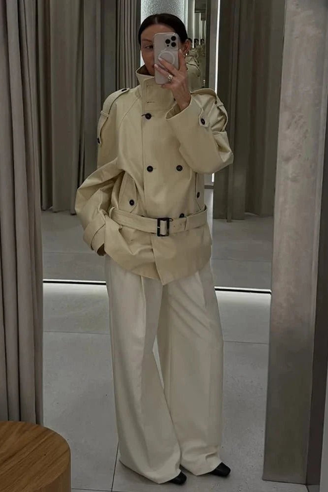 SOKYND Nina Stand Collar Trench Coat CoatSOKYND-242647-B-L-90551BeigeL