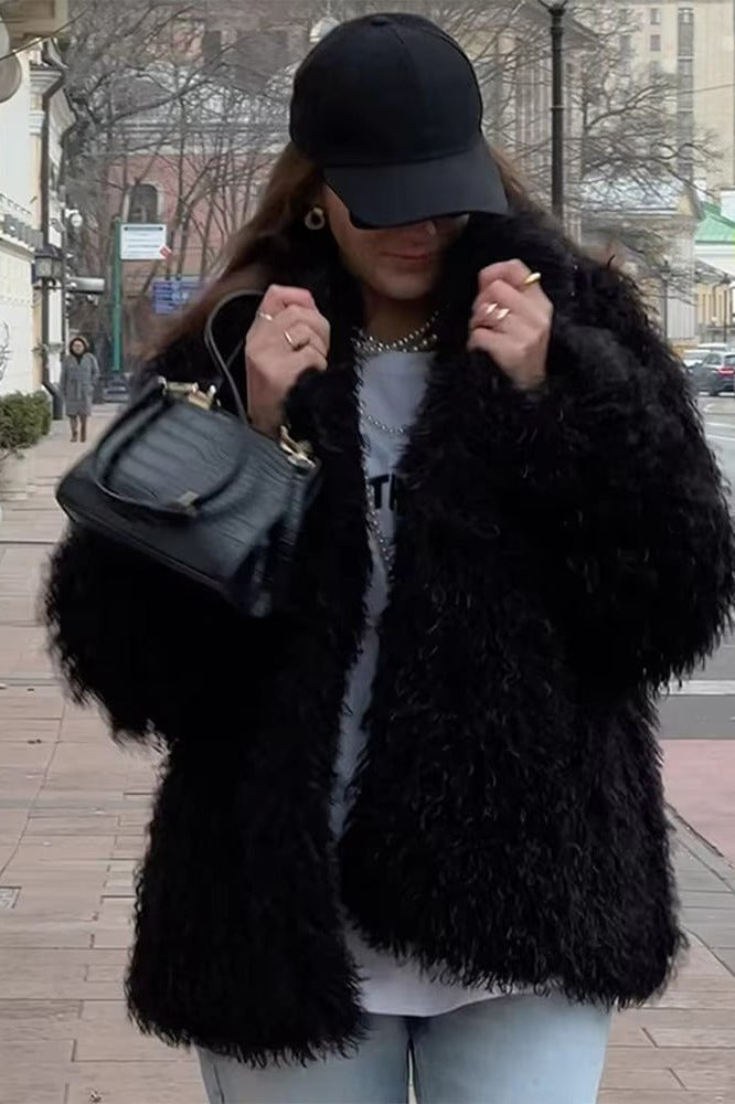 SOKYND Priscilla Fuzzy Faux Fur Coat Coats & JacketsQV1767356248755786521BlackL
