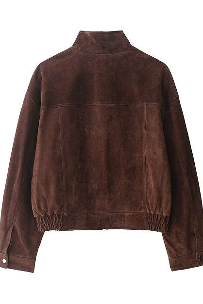 SOKYND Rachel Wide Shoulder Suede Jacket JacketSOKYND-183191-BRO-S-24183BrownS