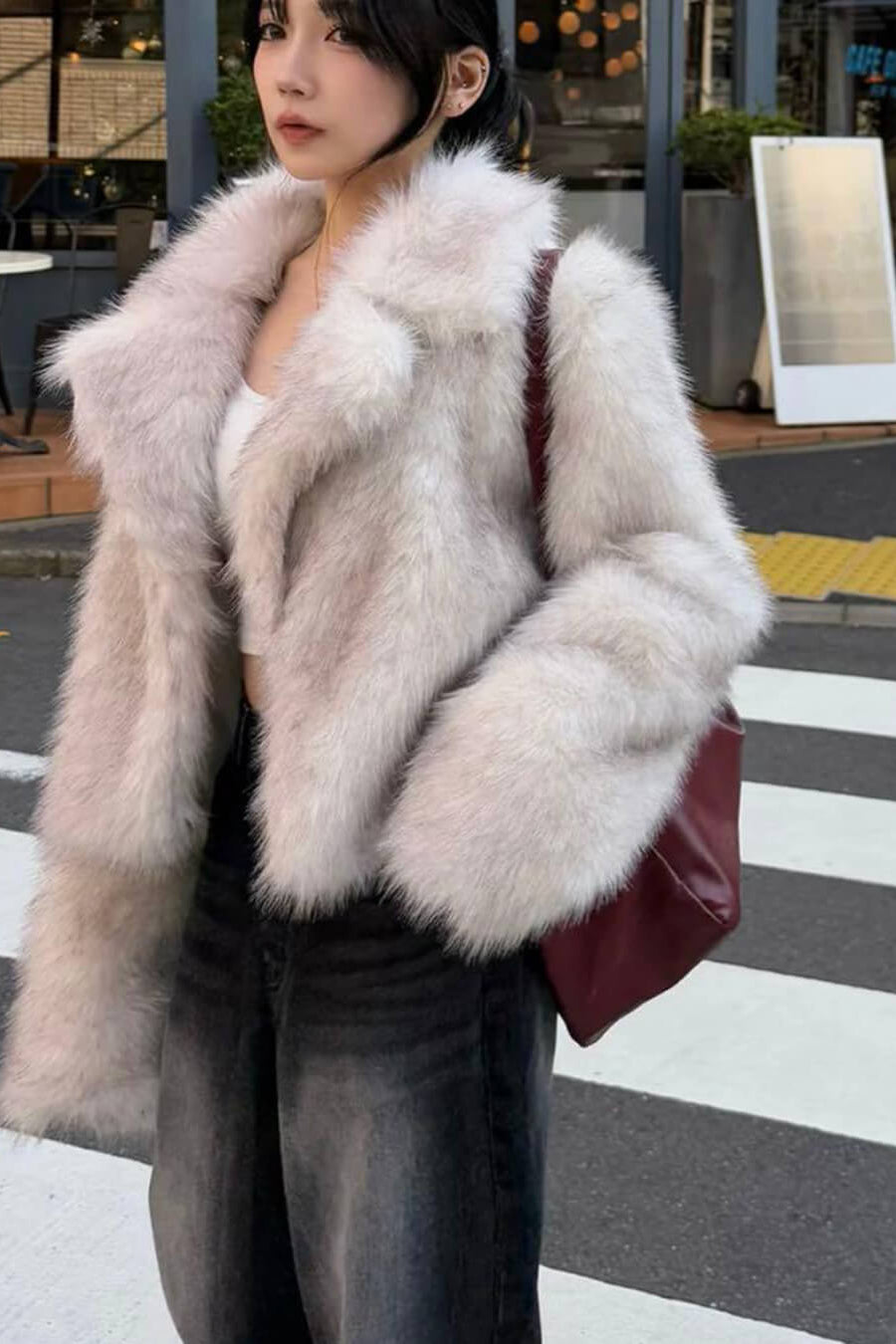 SOKYND Whitney Cropped Faux Fur Jacket Coats & JacketsvQ1767625273827255689CreamL