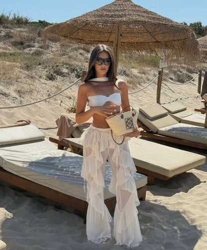 Sienna High Waist Ruffle Wide Leg Trousers