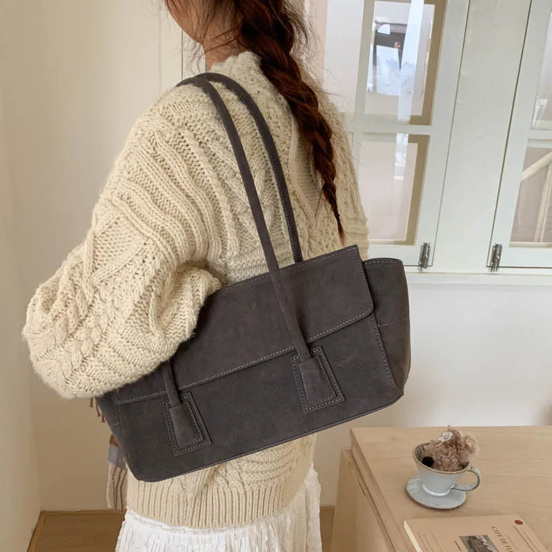 Alicia Vintage Faux Suede Shoulder Bag