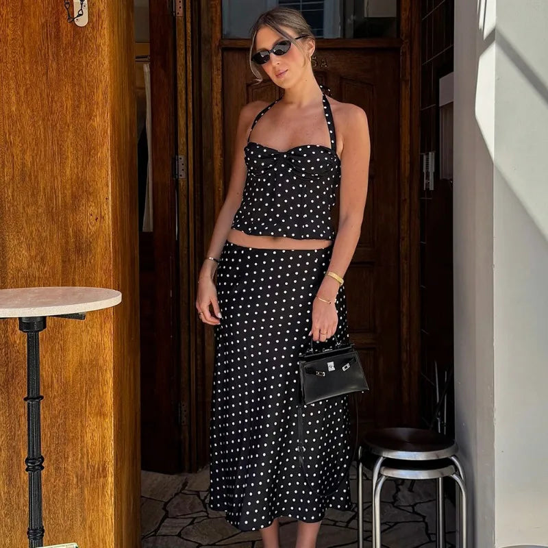 Hana Polka Dot Two-Piece Maxi Set