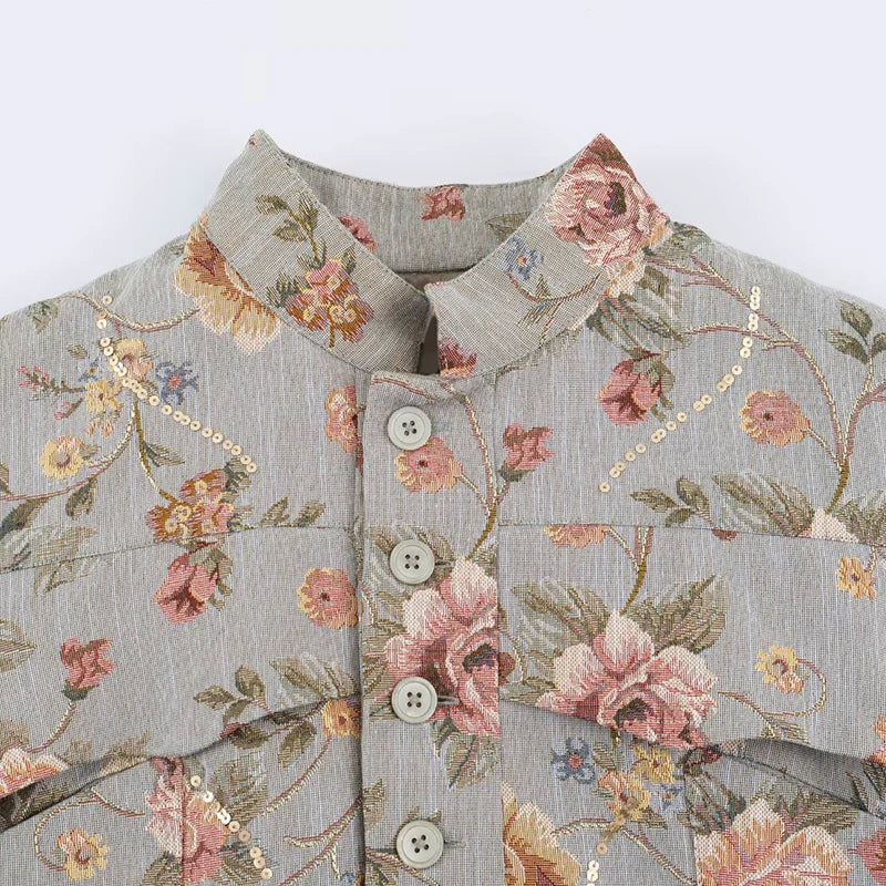 Lily Vintage Jacquard Cropped Jacket