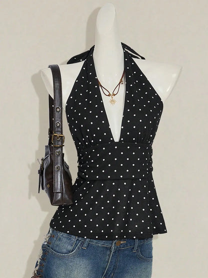 Sophia Polka Dot Halter Camisole