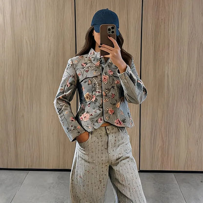 Lily Vintage Jacquard Cropped Jacket