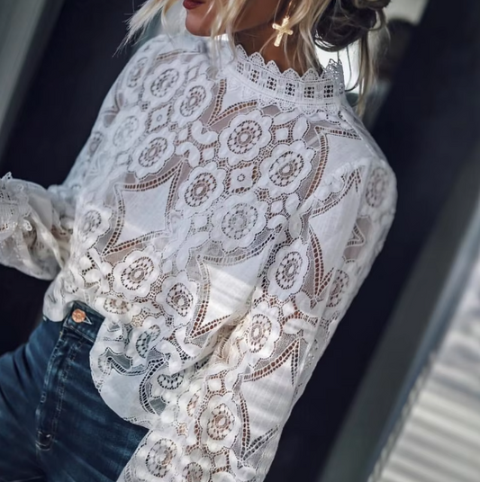 Andy Long Sleeve Sheer Lace Top