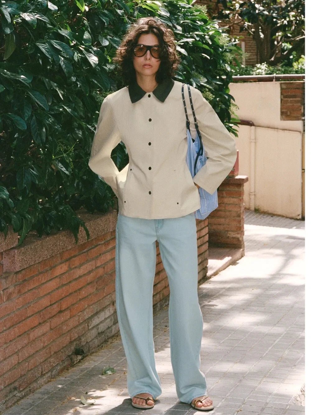 Fiona Contrast Collar Peplum Jacket