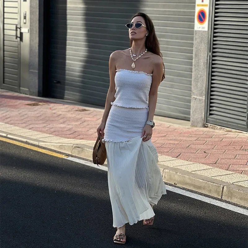 SOKYND Luella Knitted Tank Pleated Skirt Set Matching SetsSOKYND-910231-BEI-L-14967Beige SetL